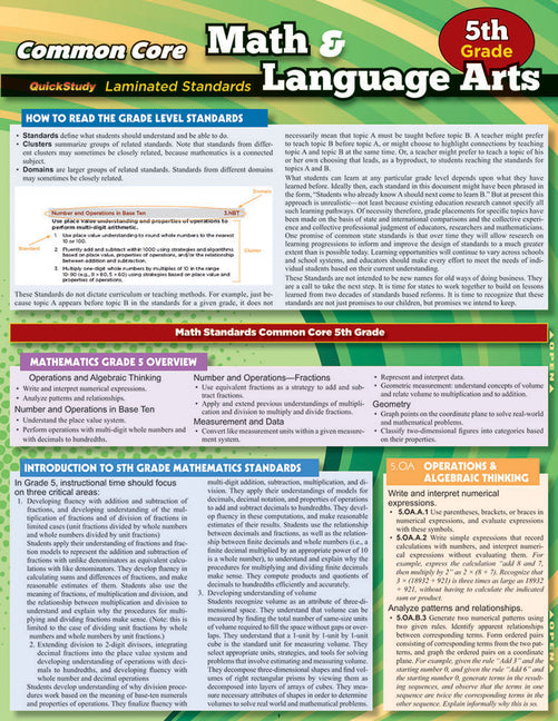 Ccss: Math & Language Arts - 5thgrade