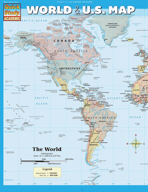 World & U.S. Map: A Quickstudy Laminated Refefence Tool